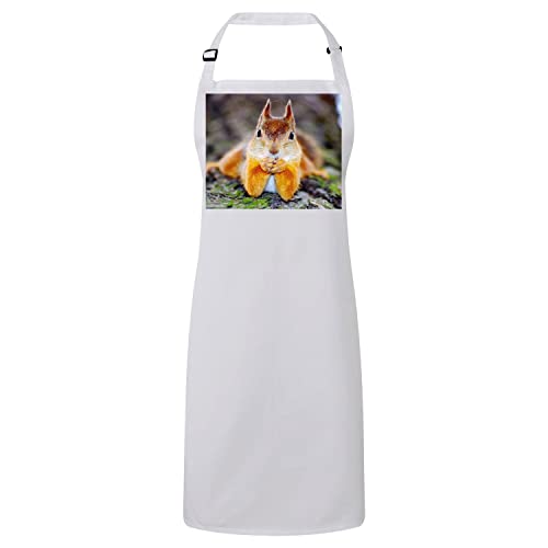 Tablier cuisine blanc ecureuil roux pour moments conviviaux en famille