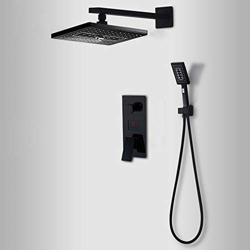 Mitigeur douche italienne LED noir avec pommeau pluie encastrable 2 fonctions