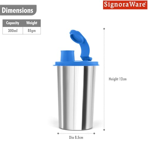 Image of SignoraWare Mini Stylish Stainless Steel Sipper | Airtight & Leakproof | Sleek & Compact Design | Ideal for Office, School, Gym & Outdoor Use | Travel-Friendly for Kids & Adults (300ml | TBlue)
