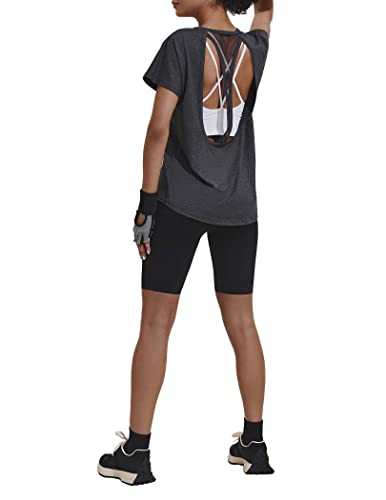 Coorun Workout Tops For Women Loose Fit Yoga Shirts Mesh Open Back Women Active Sports Running Clothing #TOP3