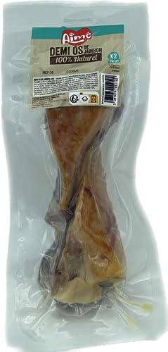 Aimé – 2 Half Huesos de Jamón para Perro – 100% Natural – Dulce y recompensa para Todas Las Razas, Todas Las Edades y tamaños
