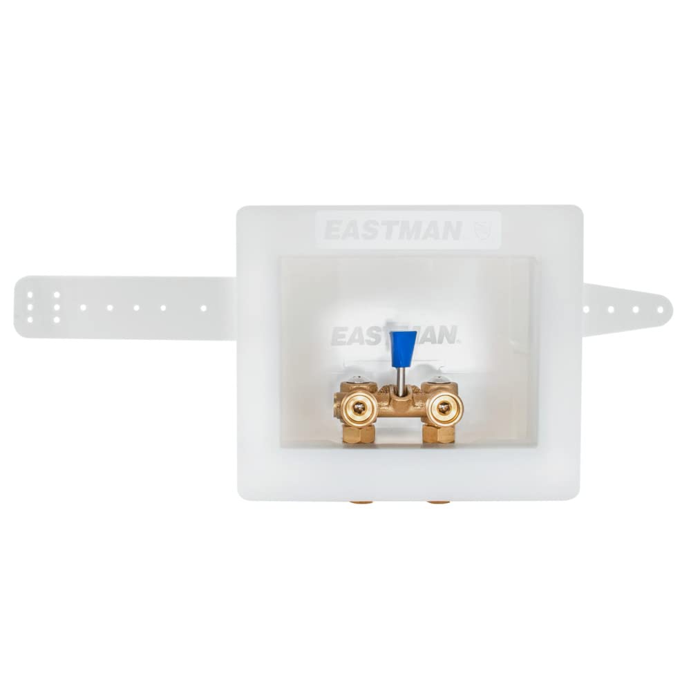Eastman 60267, caja de salida de lavadora de doble drenaje de una sola palanca, color blanco, sudor de 1/2 pulgada x 3/4 pulgadas MHT