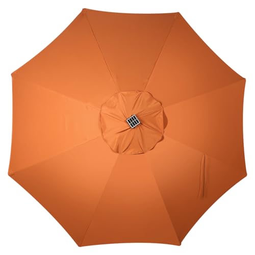 Image of Blissun 9 ft Solar Umbrella with 32 LED Lights for Garden, Deck, Backyard (Rust)