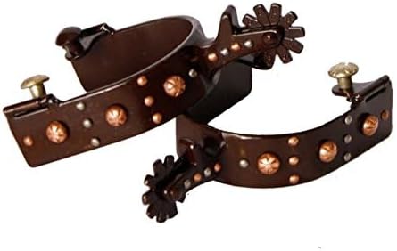 Showman Brown Steel Spurs w/Engraved Copper Studs