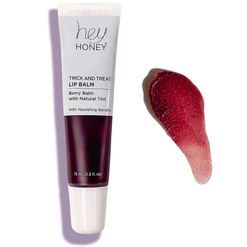 Hey Honey Skincare Trick and Treat Honey Berry Plumping Lip Balm | 2 In 1 Natural Tint with Hydrating & Moisturizing Properties | Targeting Your Lips Area Wrinkles | Cruelty-Free & Sustainable | 0.5 oz (Honey Berry)