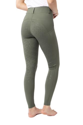 HORZE Dea Legging d'équitation Femme, Pantalon d'équitation avec Poche pour téléphone Portable, Passants de Ceinture, Fond intégral, Noir, 36