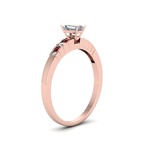 Image of 55Carat Choose Your Gemstone Diamond CZ Graduated Accent Ring Rose Gold Plated Emerald Shape Petite Engagement Rings Everyday Jewelry Wedding Jewelry Handmade Gifts for Wife US Size 4 to 12