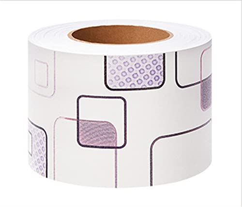 Papel pintado despegable y pegable, Bordes de papel tapiz for paredes, cenefa decorativa for techo de casa, baño, sala de estar, cocina(Minimalist Block)