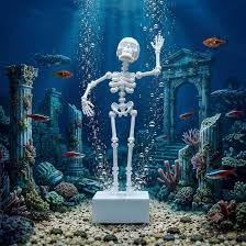 Aquarium Skeleton Decoration, Air Bubble Dancing Figure Ornament | Fish Tank Decor, Movable Joints, Underwater Theme, Air Pump Powered, Resin Material-image-5