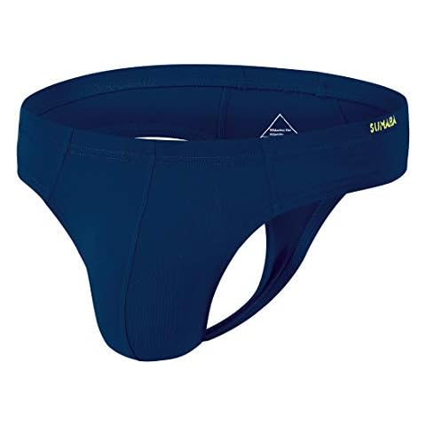 SUMABA Men Thong Sexy Man G-String Butt Flaunting Tongs Undie T-Back Underwears - blue - Medium Cover