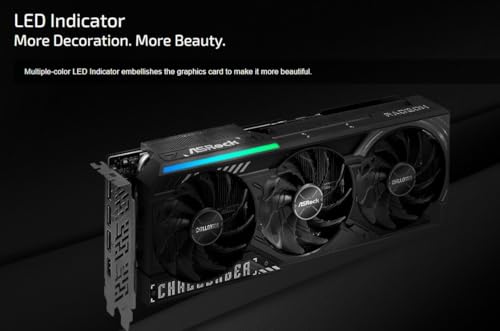 Image of ASRock Radeon RX 9070 XT Challenger 16GB OC Graphics Card - AMD RDNA 4 Architecture, 2970 MHz Boost Clock, 16GB GDDR6, PCIe 5.0, DisplayPort 2.1a, HDMI 2.1b, Triple Fan Cooling 800W