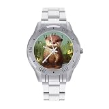 BVKWNTSA Sleek Business Steel Band Cute Otter_77854766 Orologio da uomo stampato - Elegante orologio da polso analogico al quarzo, leggero e confortevole