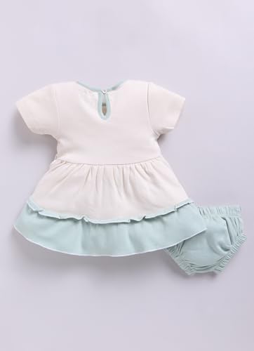 Image of Smart Baby Cotton Frock Set for Baby Girl - Stylish Soft Dress with Bloomer & Headband | 9-12 Months | Mint and White | Pack of 1