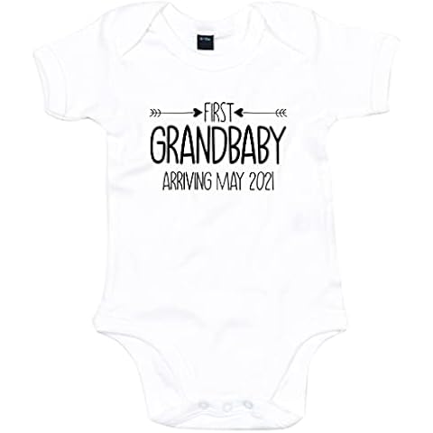 FunkyShirt Personalised Baby Grow Grandbaby On Board, Baby Announcement, Grandma to Be, Grandad to Be Gift, First Grandchild, Mum to Be, White, 0-3 Months Cover