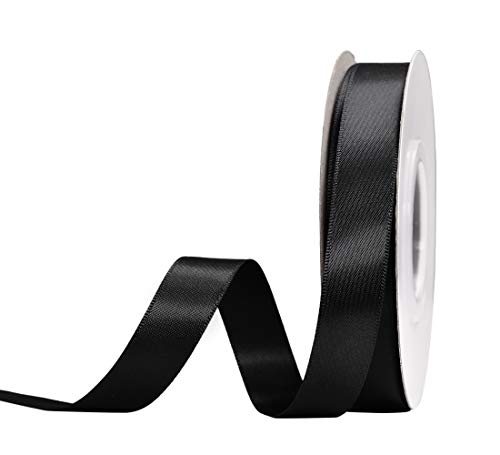 YAMA Black Double Face Satin Ribbon 5/8