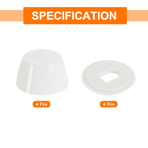 QUARKZMAN 4 Stück Toilettenbolzenkappen, 20mm/0,79 Kunststoff-Push-On-Toiletten-Sitzbodenbolzenkappen, Universelle Bodenbolzenkappen mit Unterlegscheiben, Weiß