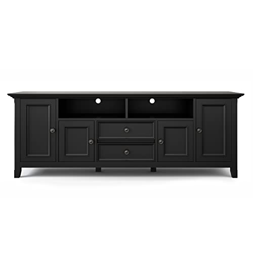 Image of SIMPLIHOME Amherst TV Stand and Bookcase in Black (Set of 3)