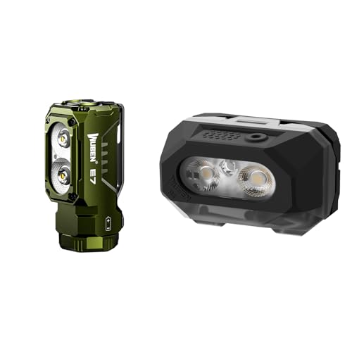 WUBEN E7 1800 Lumen Rechargeable Mini Flashlight with Magnet Bundle H4 LED Headlamp Rechargeable, 800 Lumens Super Bright
