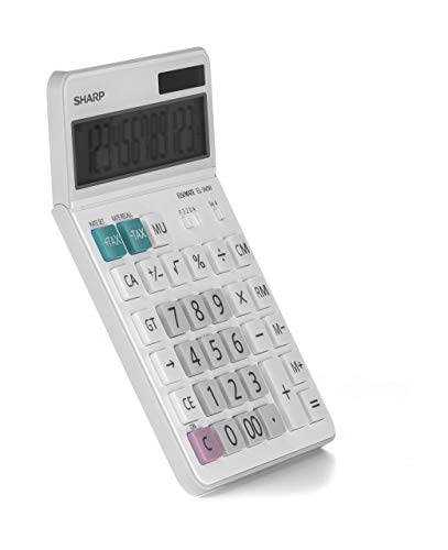 Sharp EL-340W Tischrechner mit beweglichem Display, Solar-/Batteriebetrieben, Weiß