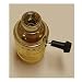 Galapagoz Turn Knob Lamp Socket Brass Plated 3 Way with Large 1/2 inch Hole 1/4IP New USA
