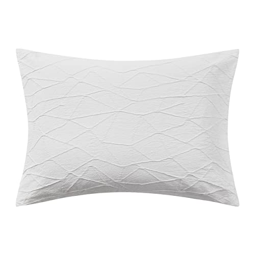 Vera Wang - Queen Duvet Cover Set, Luxury Bedding with Button Closure, Chic Room Essentials (Abstract Crinkle White, Queen)