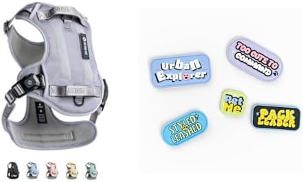 Fei & Eve Magease Dog Harness + Cute Funny Dog Patches (Gray-M)