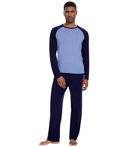 WiWi Mens Pajamas Set Viscose from Bamboo Long Sleeve Sleepwear