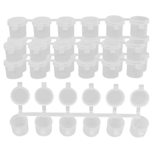 Lizusidtsy 5 Strips 30 Pots Empty Paint Strips Paint Cup Pots, 10Ml/ 0.35Oz Mini Paint Pot Strips Clear Plastic Storage Containers