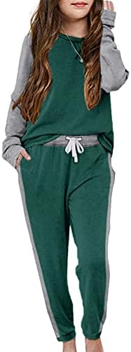Kids 2 Piece Outfits Girls Long Sleeve Pullover Sweatshirts Sweatpants Pockets Sweatsuits Tracksuits Pant Sets