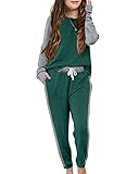 Kids 2 Piece Outfits Girls Long Sleeve Pullover Sweatshirts Sweatpants Pockets Sweatsuits Tracksuits