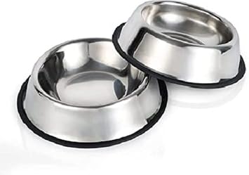 FUREVER FRIENDS' Stainless Steel Pet Feeding Bowls(700ml), Pet feeders, Dog Food & Water Bowls (Medium-Pack of 2), Non-Skid Stainless Steel Dog Bowls