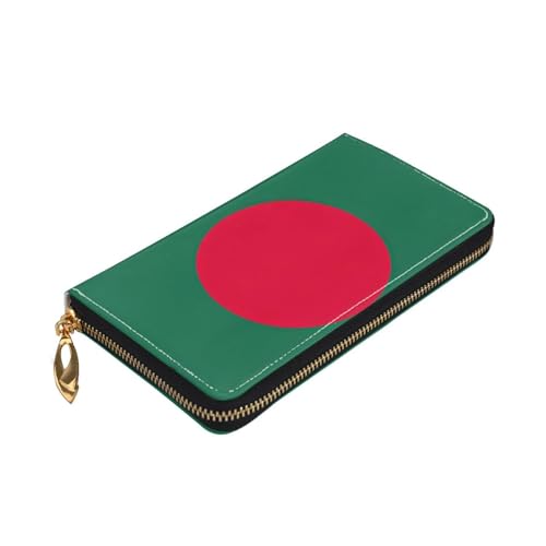 Portefeuille zippé en cuir drapeau Bangladesh, l'accessoire idéal pour vos voyages