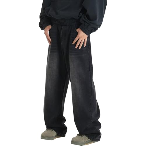Black Baggy Jeans Men Wide Leg Jeans Men Men's Casual Pants Men's Baggy Hip Hop Long Trousers Streetwear
