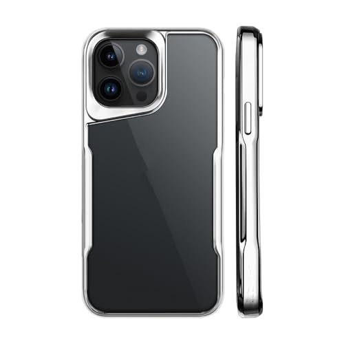 Coque iPhone 15 Pro Max antichoc transparente en acrylique avec cadre argenté galvanisé HD
