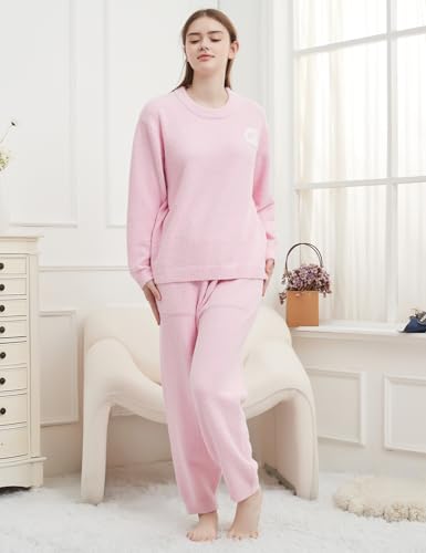 Women's Fuzzy Fleece Pajama Set Warm and Cozy Long Sleeve Nightwear Lounge Set Womens Pjs Sets with Pockets2