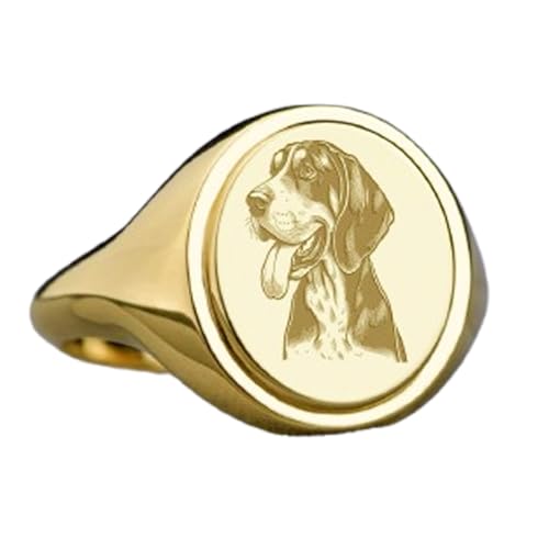 Bague coonhound noir et feu argent 925 plaqué or chevalière ovale WDRG_0439