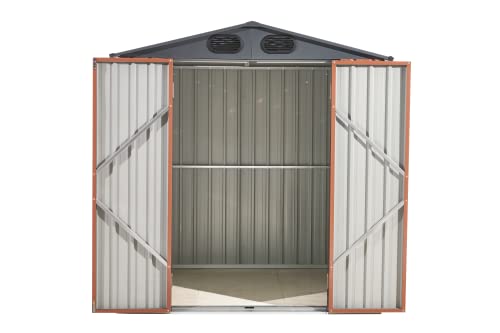 Jaord 6X 6 Ft Storage Shed, Outdoor Galvanized Steel Shed, Outside Garden Tool Storage House With Lockable Door For Patio, Backyard, Lawn Mower, Dark Brown… #TOP3