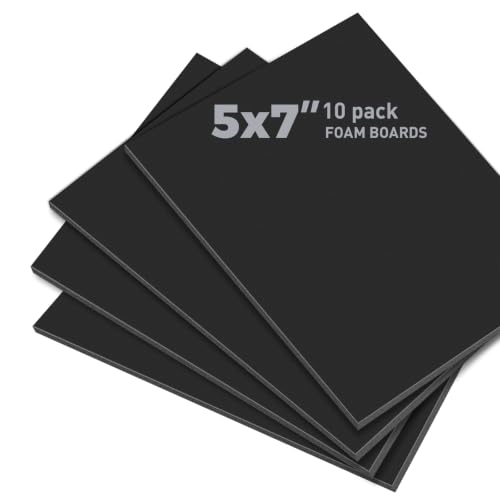 Golden State Art, Pack of 10, 3/16" Thick, 5x7 Black Foam Boards (5x7, Black)