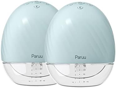 Double Wearable Breast Pump, Paruu Hands Free Breast Pump X2 with 2 Modes & 5 Levels, Electric Portable Breastfeeding Breastpump can be Invisible in Bra for Travel, Office, Outdoors, 17/21/25mm Flange