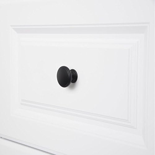 Amazon Basics Modern Wide Top Ring Cabinet Knob, 1.52" Diameter, Flat Black, 10-Pack