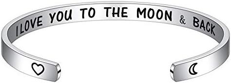 M MOOHAM Gifts for Her Valentines Day - I Love You to The Moon and Back Bracelets Jewelry Gift for Women Girl, Birthday for Wife Mom Girlfriend, Mothers Day for Granddaughter Daughter Gift