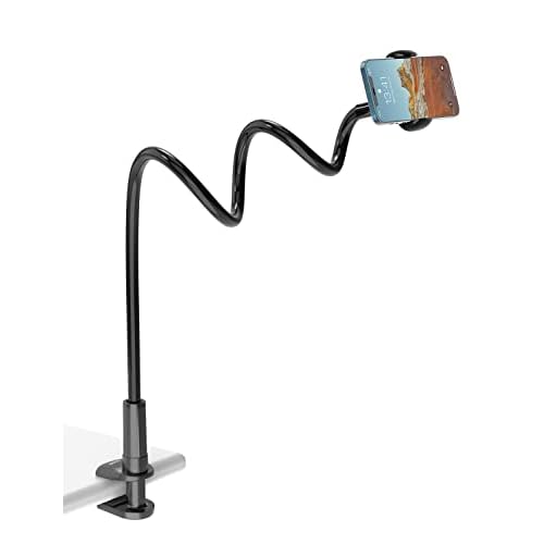 TRYONE Soporte Movil Mesa: Sujeta Móvil Teléfono [Brazo Largo de 90 cm] Pinza Movil Flexible para Serie iPhone 16 15 14 13 12 11 Pro Max, Plus, Mini XS XR X, Samsung, Huawei, Google, Otras Smartphones