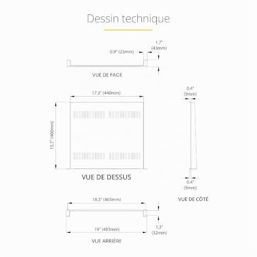 StarTech Lot de 2 Étagère 1U pour Rack Serveur, Étagère Cantilever Ventilée, pour Armoire 19", 20kg, Profondeur de 40cm
