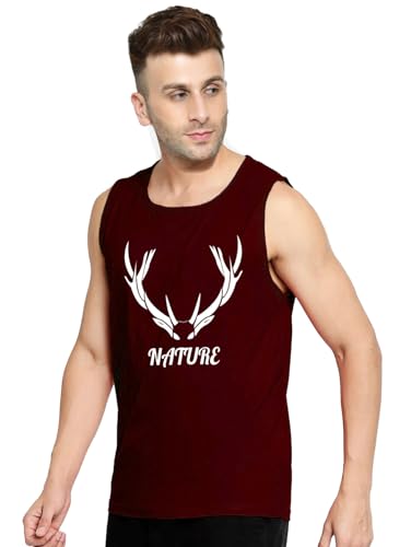 Image of Men's Sleeveless T-Shirt - 100% Pure Cotton, Nature Print - Comfortable Breathable Gym Tank Top