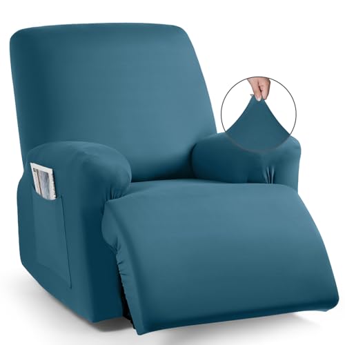 Image of TAOCOCO Recliner Chair Covers 4-Pieces for Oversized Recliner, Stretch Recliner Cover for Large Reclining Chair Washable Polyester Soft Fabric Furniture Protector(Oversized Recliner, Turquoise Blue)