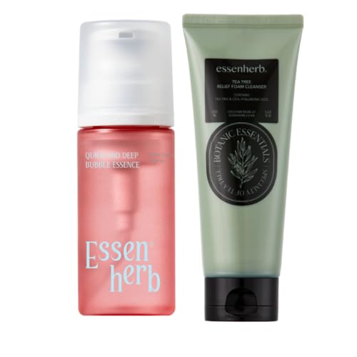 ESSENHERB Quick & Deep Bubble Serum Essence (3.28 fl oz) + ESSENHERB Tea Tree Foam Cleanser (5.07 fl oz)