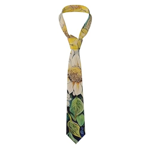 Whjdpp - Corbata para hombre, diseño de flores al óleo sobre lienzo, para negocios, uso diario, trabajo, cumpleaños, boda, fiesta, banquete, regalo