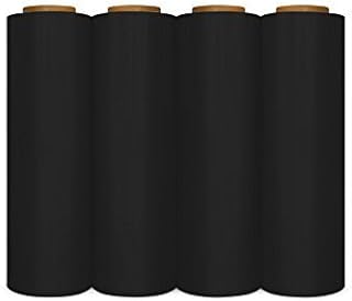 Pallet Stretch Wrap, Plastic Cling Wrap, Black, 18 Inch x 1000 Feet, 4 Pack
