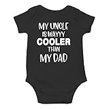 AW Fashions My Uncle Is Way Cooler Than My Dad Baby Bodysuit Funny Cute Newborn Clothing for Boys Girls (12 Months, Black)