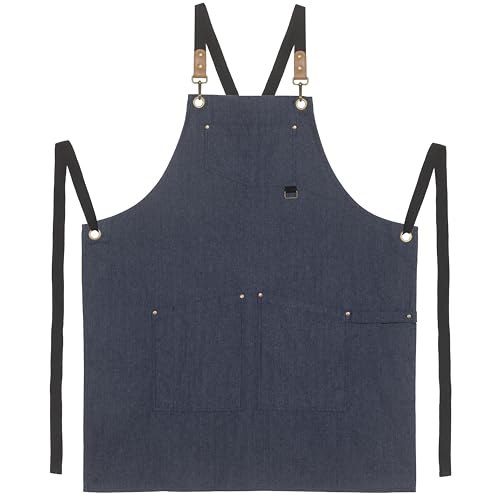 PALLTEX MAREA Kochschürze Herren & Damen – Robuste Frontschürze mit 3 Taschen, Stiftfach & verstellbaren Kreuzträgern | Strapazierfähig & bequem für Küche, Gastronomie & Alltag